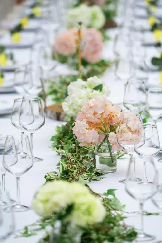 décoration florale de table de mariage